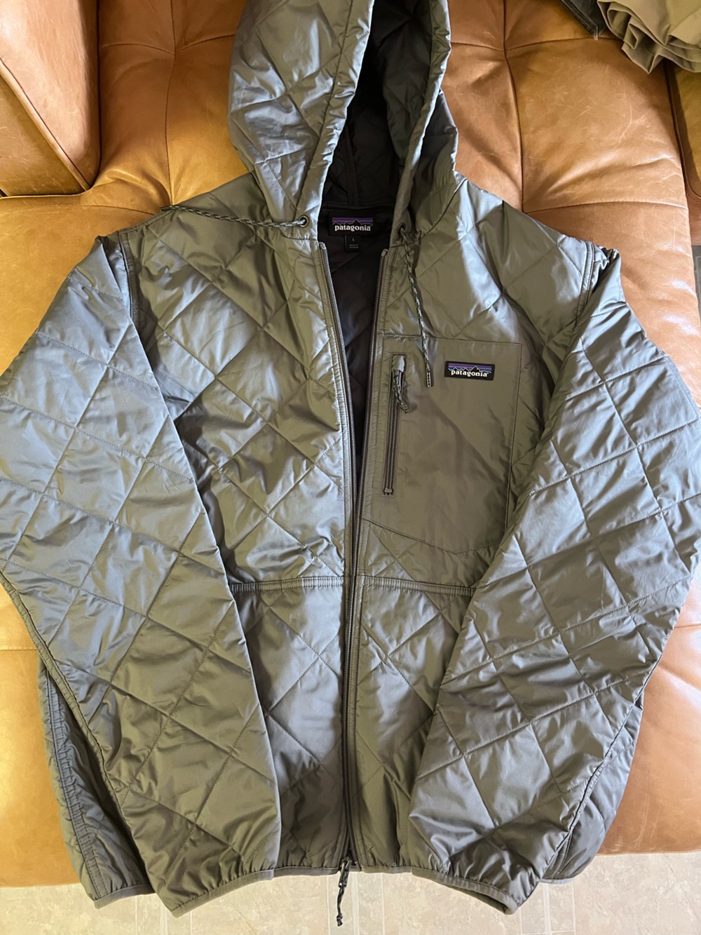 Patagonia Gray Quilted Hooded Puffer Jacket